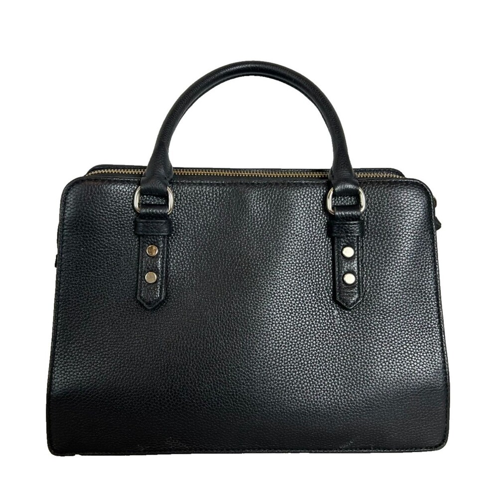 Kate Spade Black Pebble Leather Structured Satchel Bag Purse Handbag - Picture 2 of 15